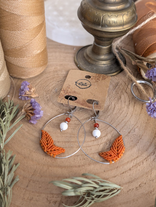 Boucles d'oreilles "Tilia"- Cornaline/ Howlite - Orange