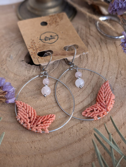 Boucles d'oreilles "Tilia"- Quartz rose - Terracotta