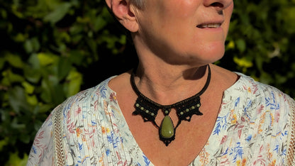 Torque cuir - Opale verte