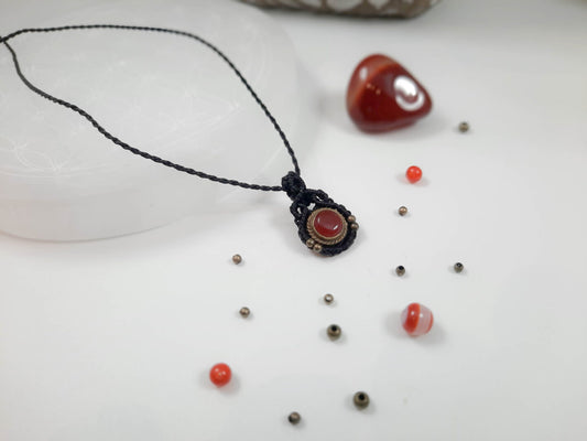 Collier oeil d'Orion - Cornaline - Noir