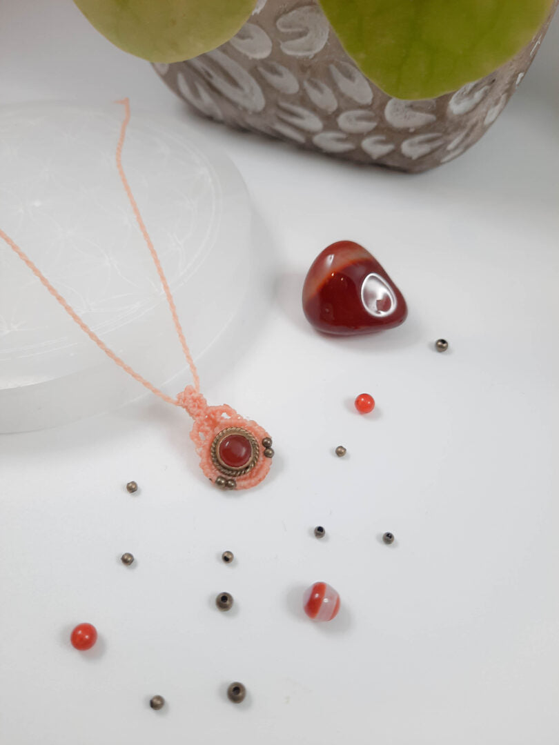 Collier oeil d'Orion - Cornaline - Saumon