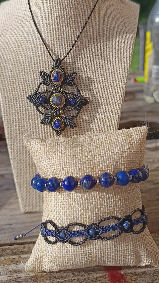 Oxalis - Onyx et lapis lazuli- Noir