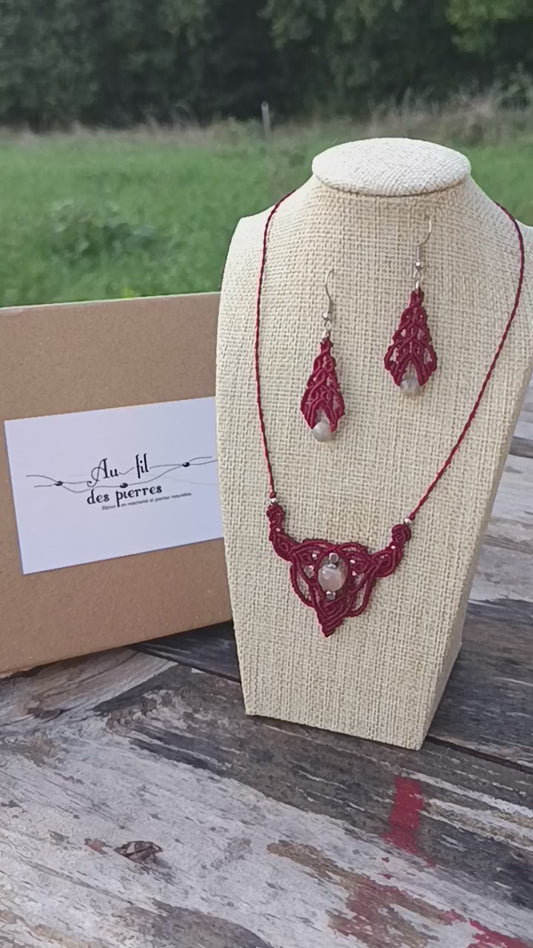 Collier "Monarque" - pierre de lune - rouge