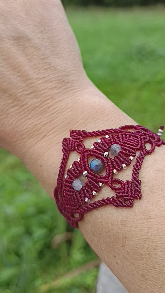 Bracelet "Orion" - Labradorite - rouge bordeaux