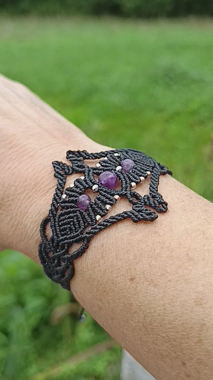 Bracelet "Orion" - Améthyste - Noir