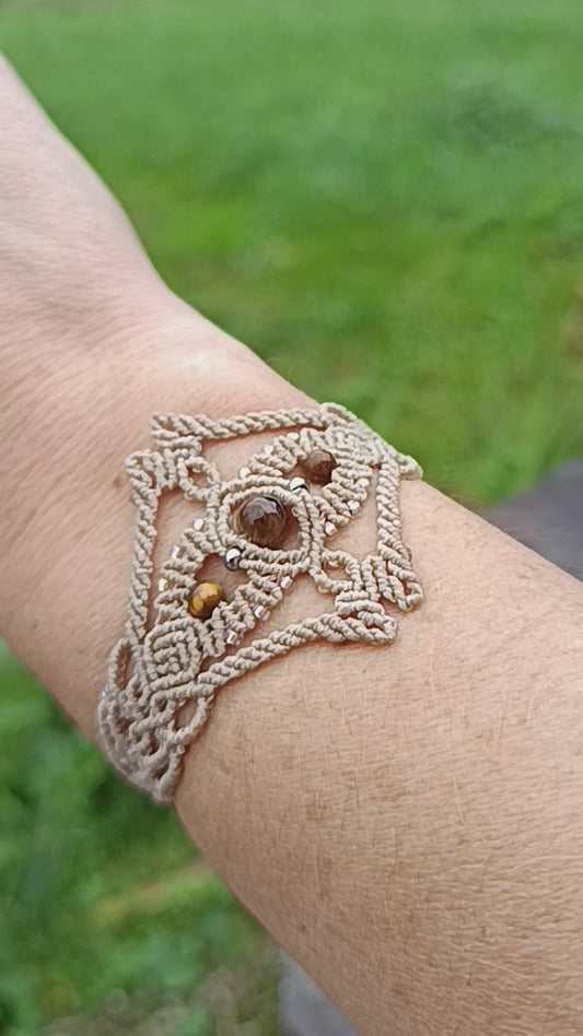 Bracelet "Orion" - Oeil de tigre - Crème