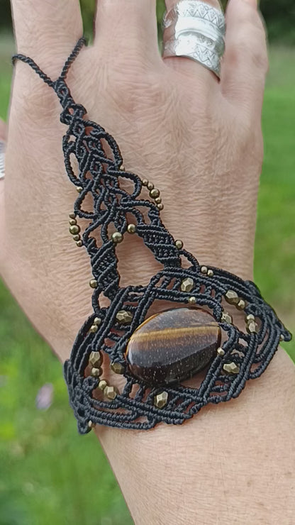 Bijou de main - Oeil de tigre - Noir