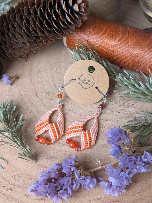 Boucles d'oreilles - Cornaline - Orange