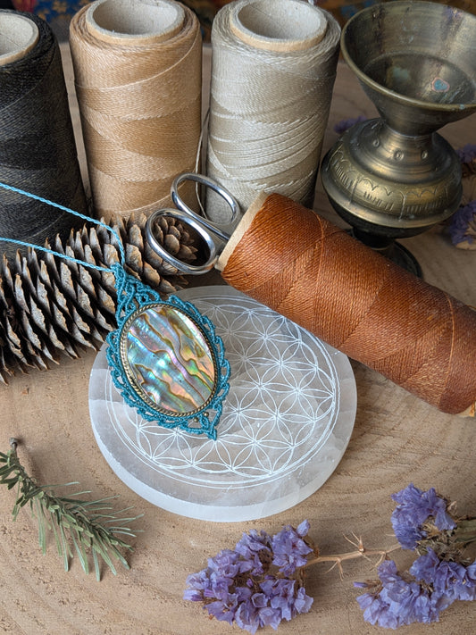 Collier " Camée" - Nacre abalone - Bleu