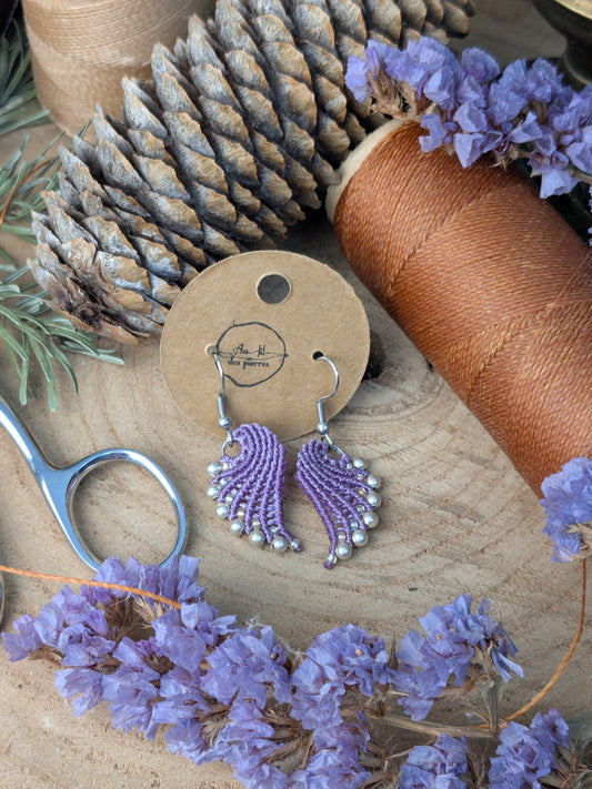 Boucles d'oreilles ailes d'ange - Violet