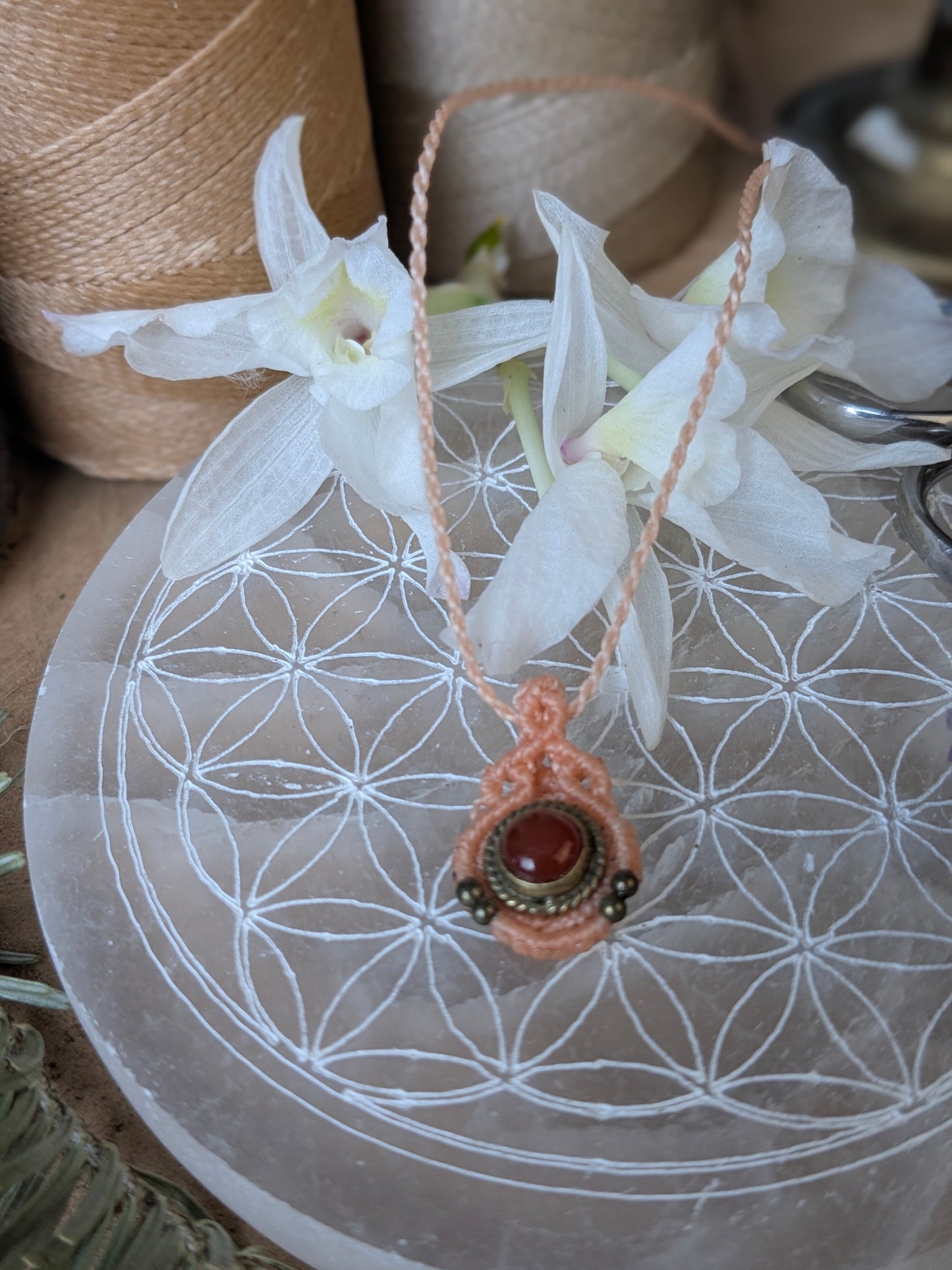 Orion's Eye Necklace - Carnelian - Salmon