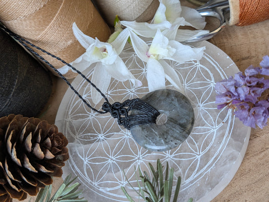 Collier donut - Labradorite - Noir