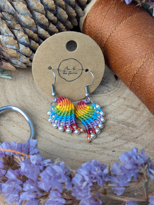 Boucles d'oreilles ailes d'ange - Arc en ciel