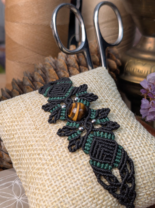 Bracelet printanier - Oeil de tigre - Noir/Vert