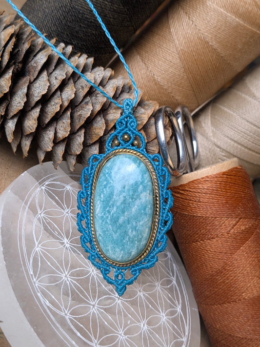 Collier " Camée" - Amazonite - Bleu