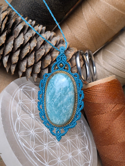 Collier " Camée" - Amazonite - Bleu