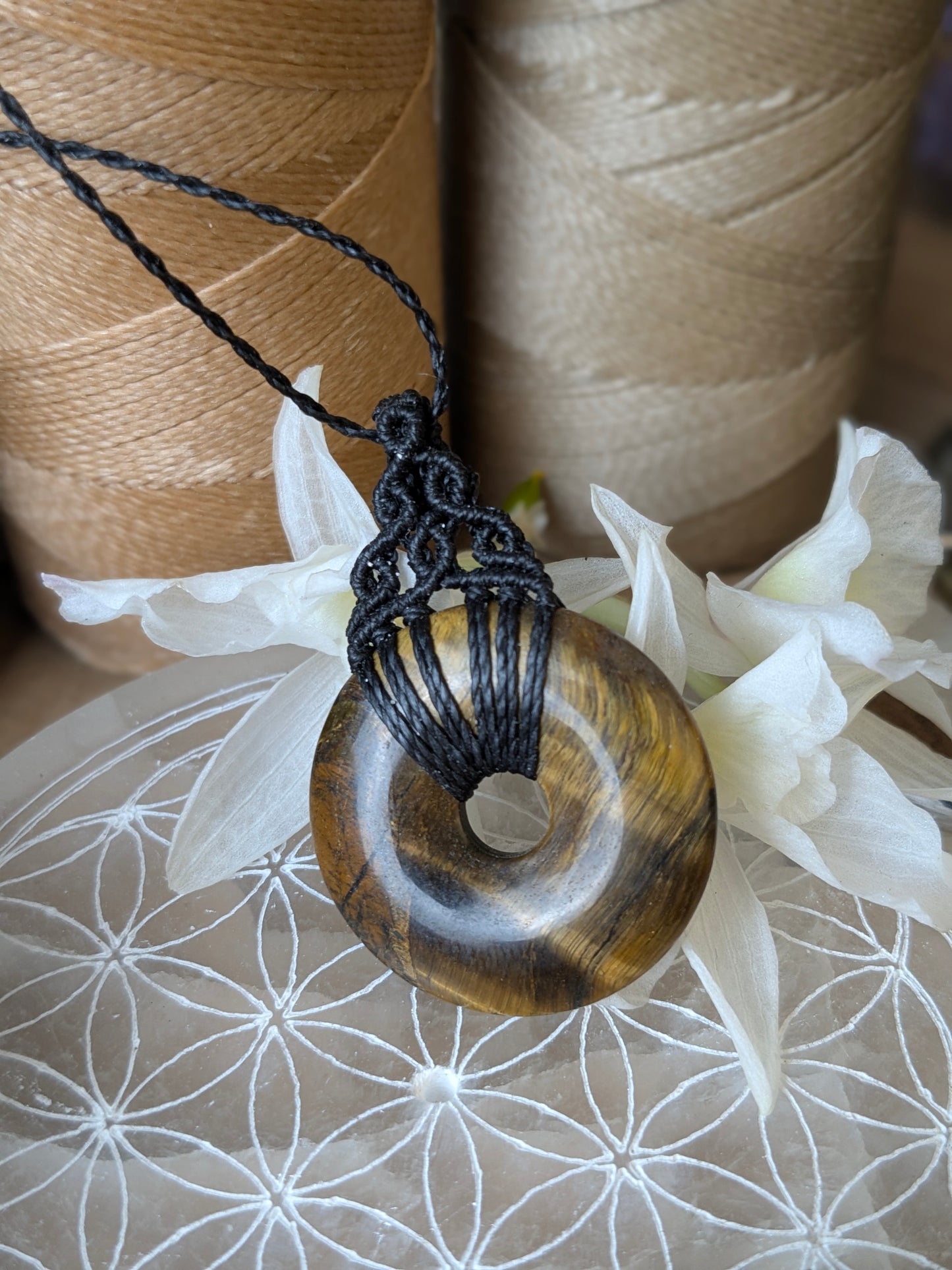 Collier donut - Oeil de tigre - Noir