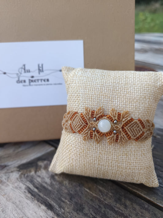 Bracelet printanier - Pierre de lune - Crème
