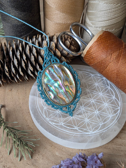 Collier " Camée" - Nacre abalone - Bleu