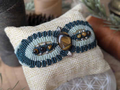 Bracelet manchette - Oeil de tigre - vert