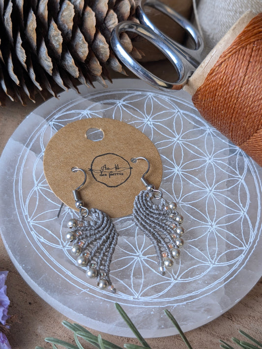 Boucles d'oreilles ailes d'ange - Grise