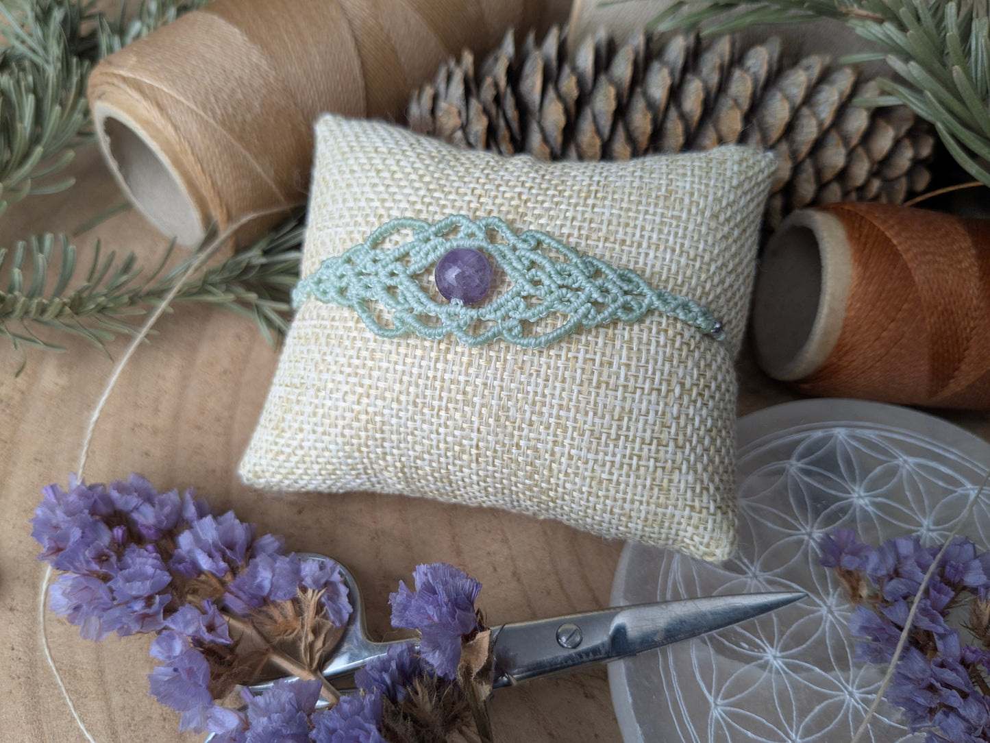 Bracelet " Genysa" - Améthyste - Lichen