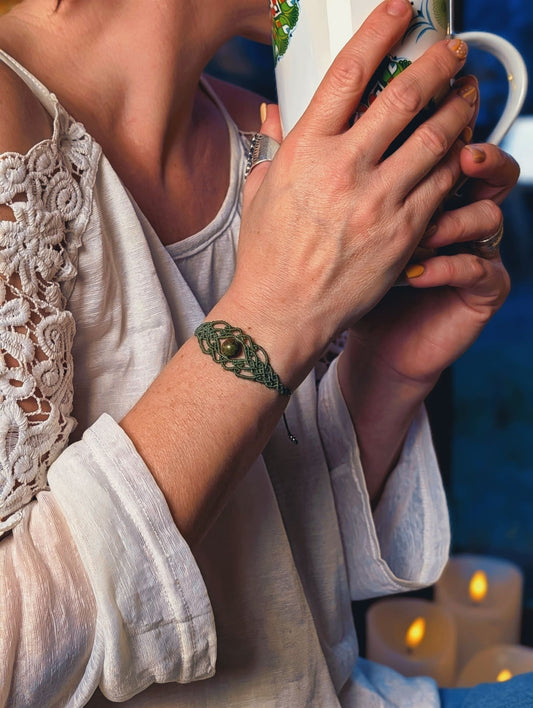 Bracelet " Genysa" - Unakite - Kaki