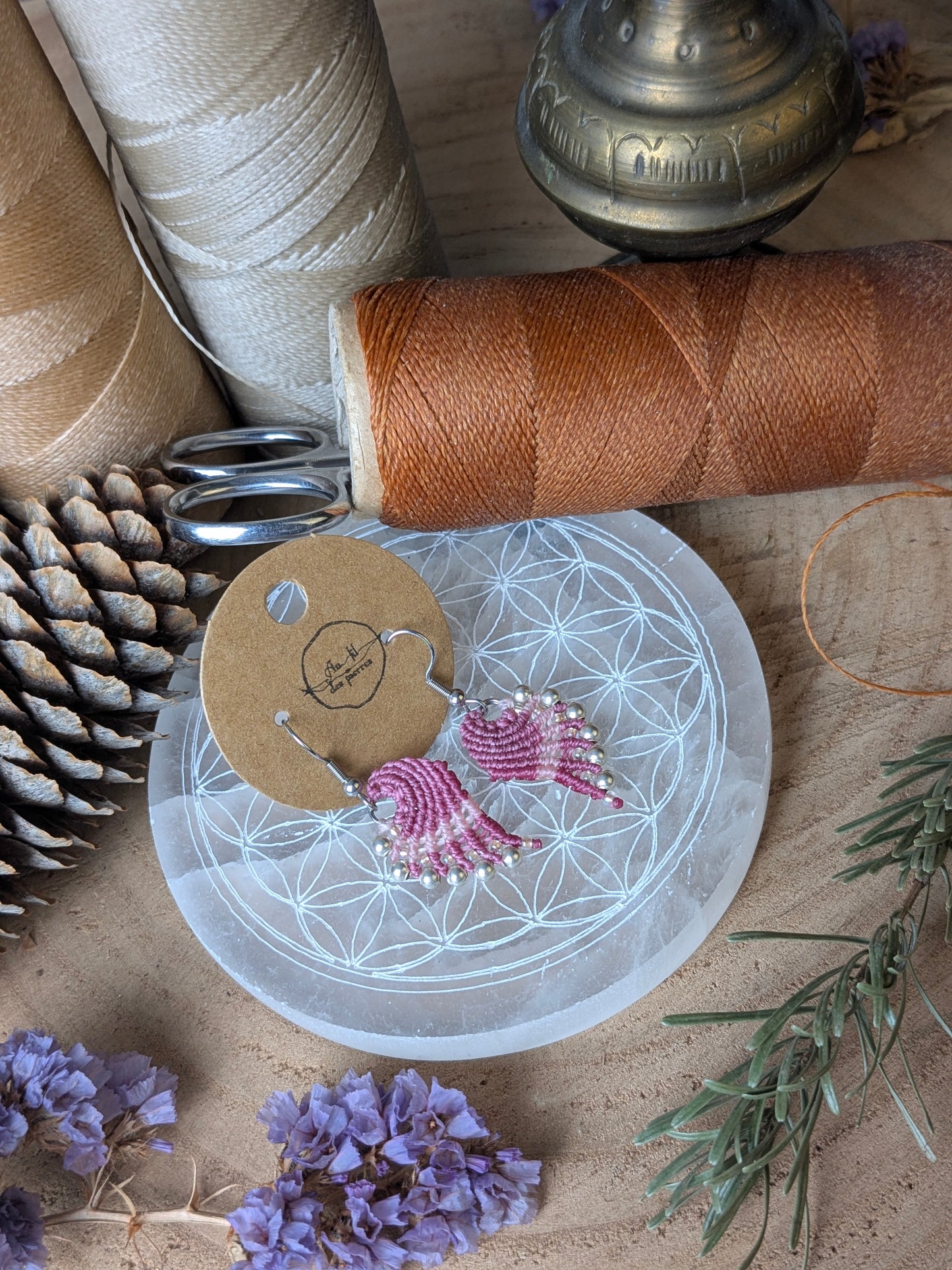 Boucles d'oreilles ailes d'ange - Rose foncé/rose clair