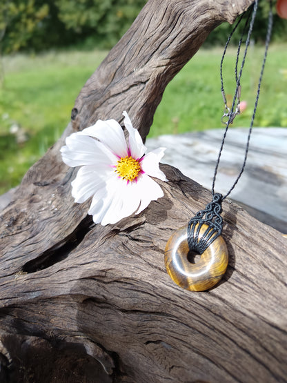 Collier donut - Oeil de tigre - Noir