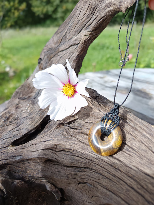 Collier donut - Oeil de tigre - Noir