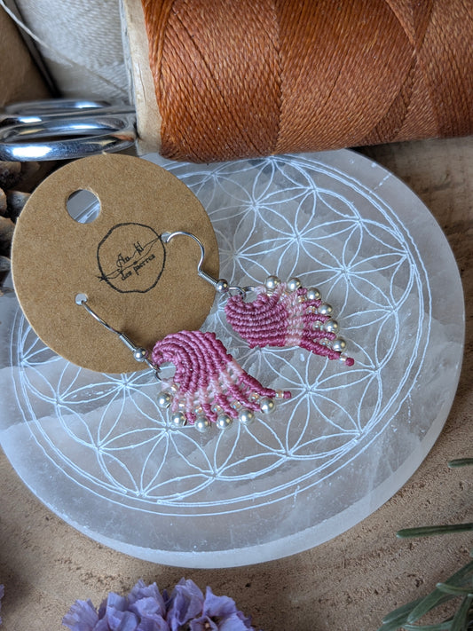 Boucles d'oreilles ailes d'ange - Rose foncé/rose clair