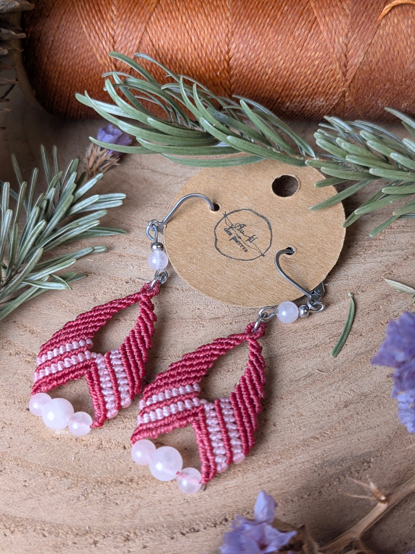 Boucles d'oreilles - Quartz rose - Rose