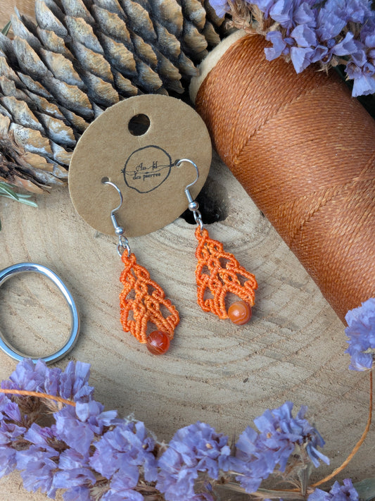 Boucles d'oreilles - cornaline - orange