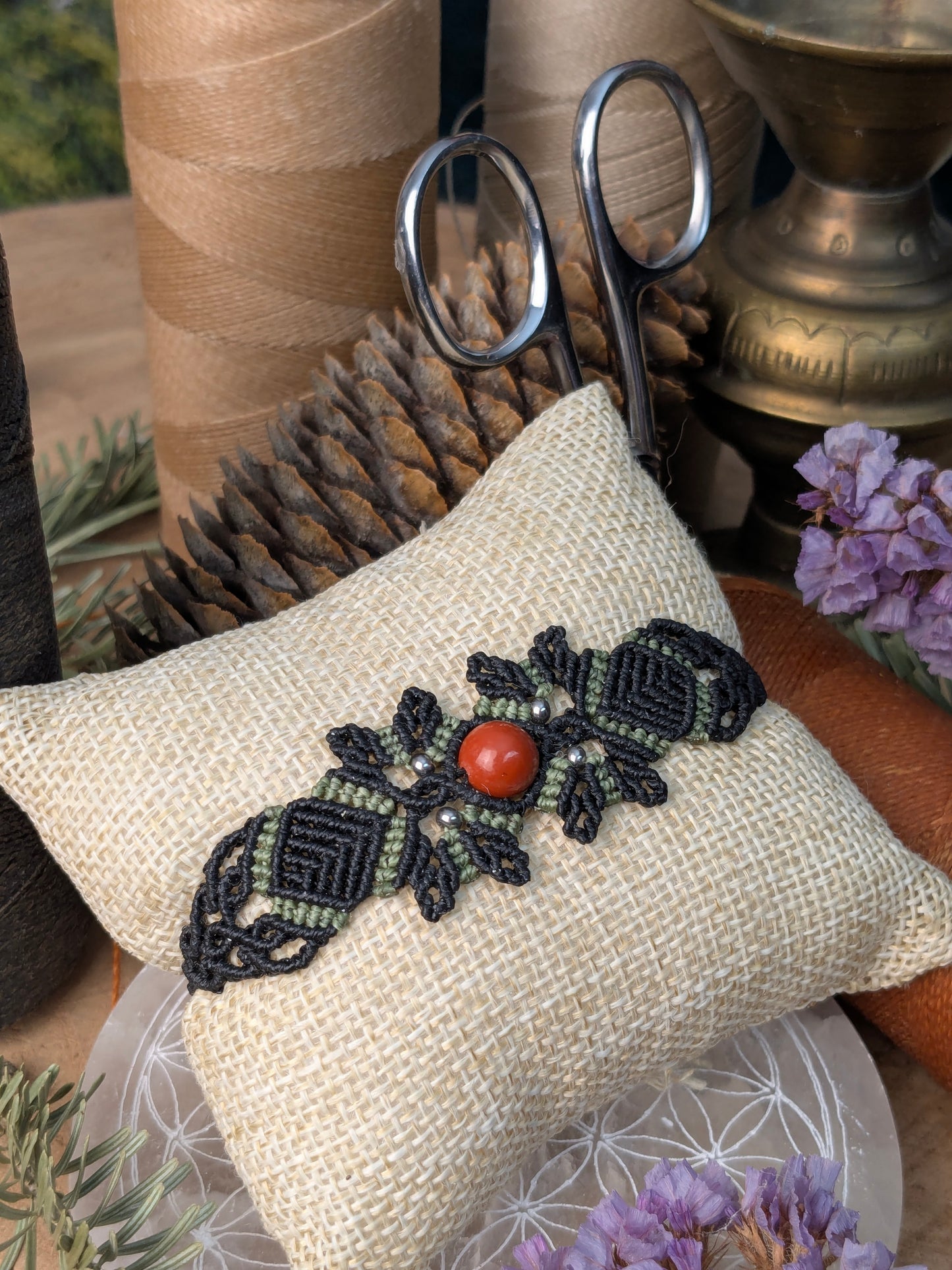 Bracelet printanier - Jaspe rouge - Noir/vert