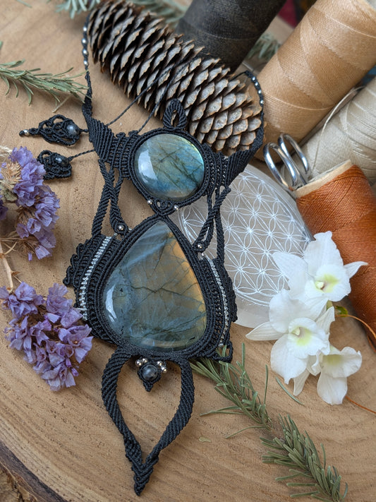 Collier incomparable - Labradorite - Noir