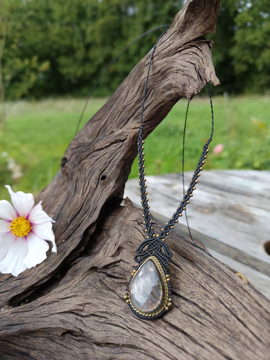 Collier opéra - Labradorite - Noir