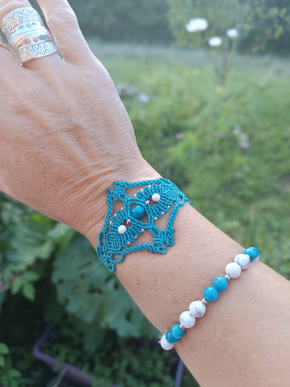 Bracelet "Orion" - Apatite/ Howlite - bleu