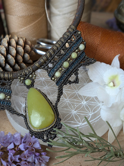 Leather Torque - Green Opal