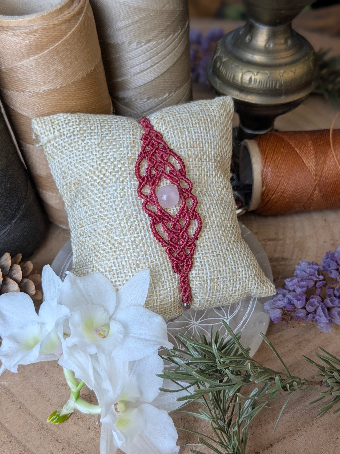 Bracelet " Genysa" - Quartz rose - Rose foncé