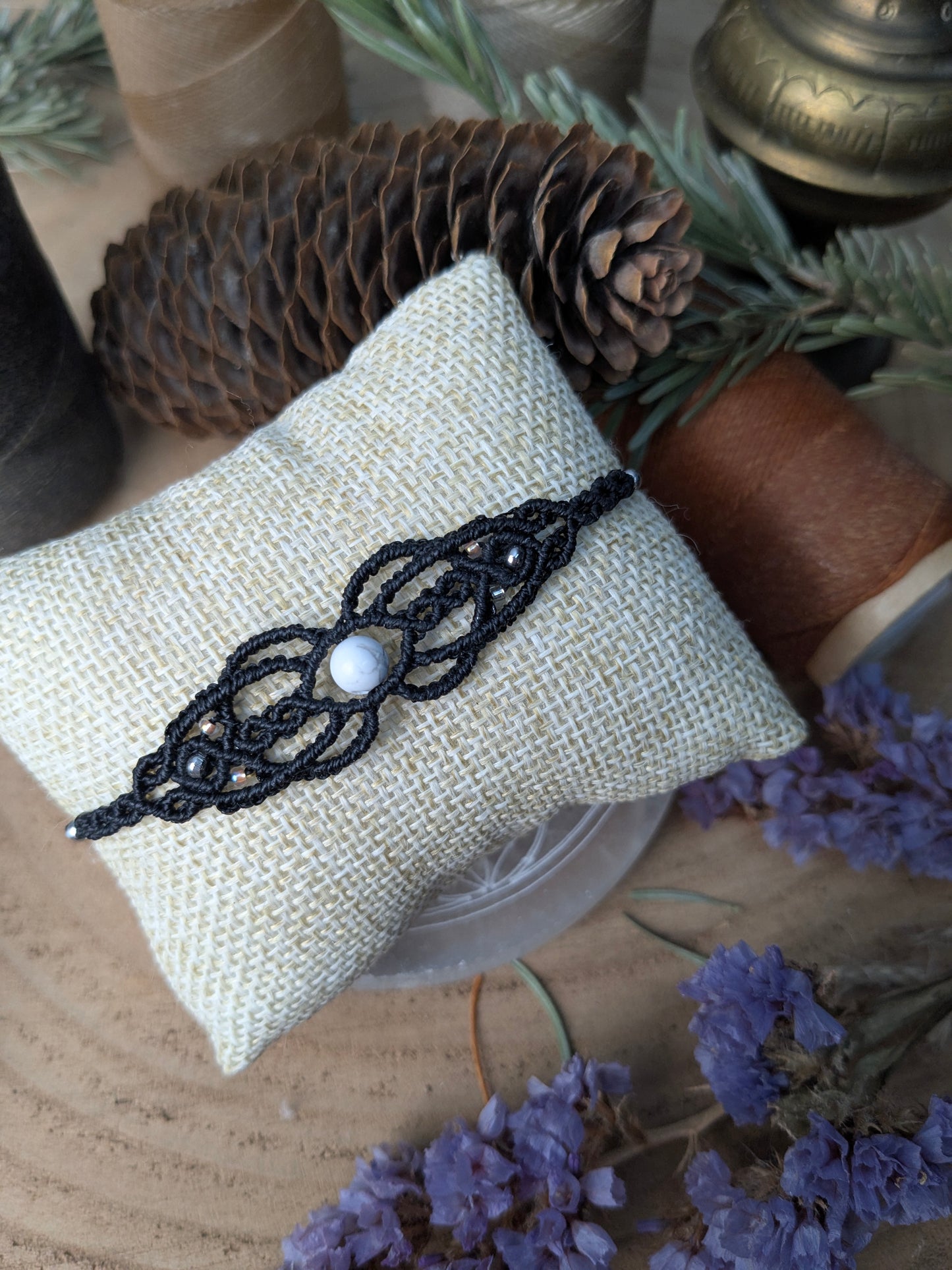 Bracelet " Néphile " - Howlite - Noir