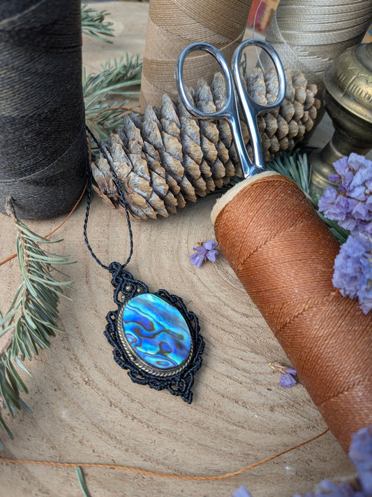 Collier " Camée" - Nacre abalone - Noir