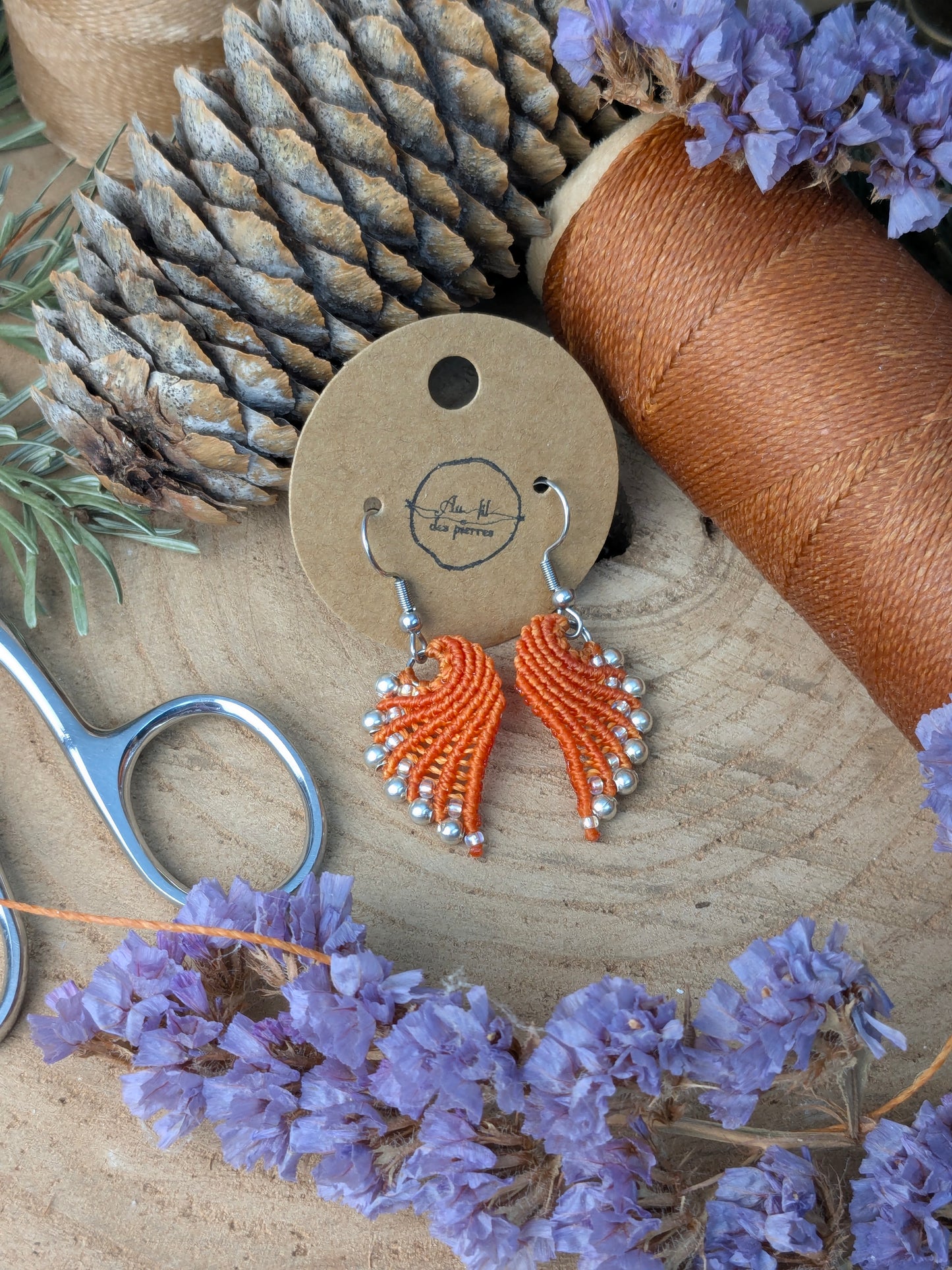 Boucles d'oreilles ailes d'ange - Orange