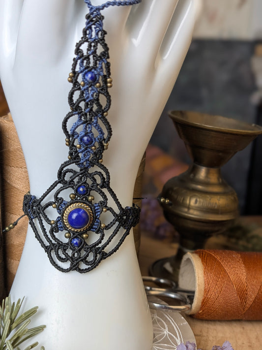 Bijou de main - Lapis lazuli- Bleu/noir