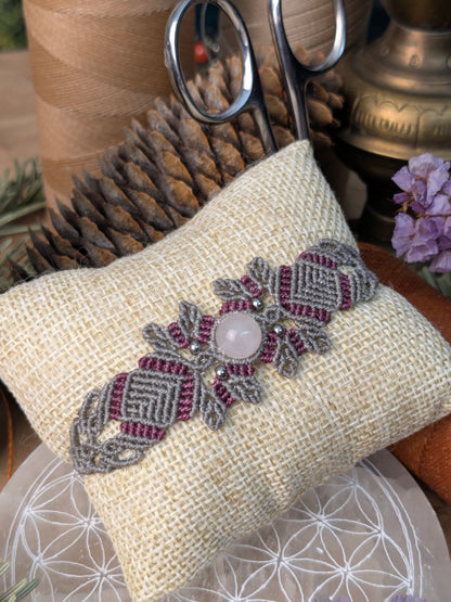 Bracelet printanier - quartz rose - gris/mauve