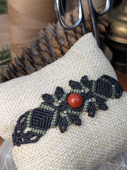 Bracelet printanier - Jaspe rouge - Noir/vert