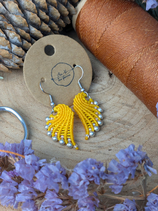 Boucles d'oreilles ailes d'ange - Jaune