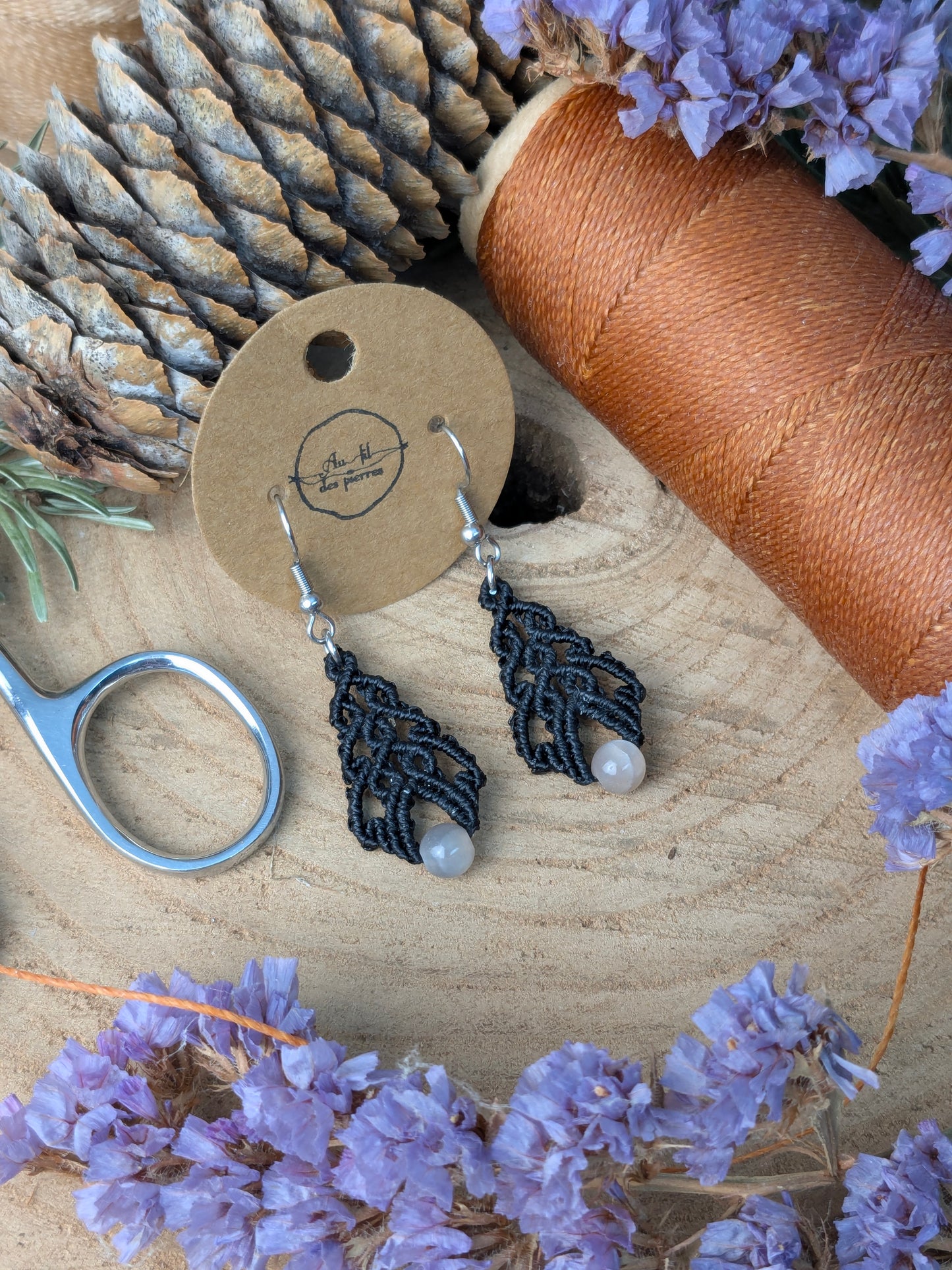 Earrings - Aventurine - Black