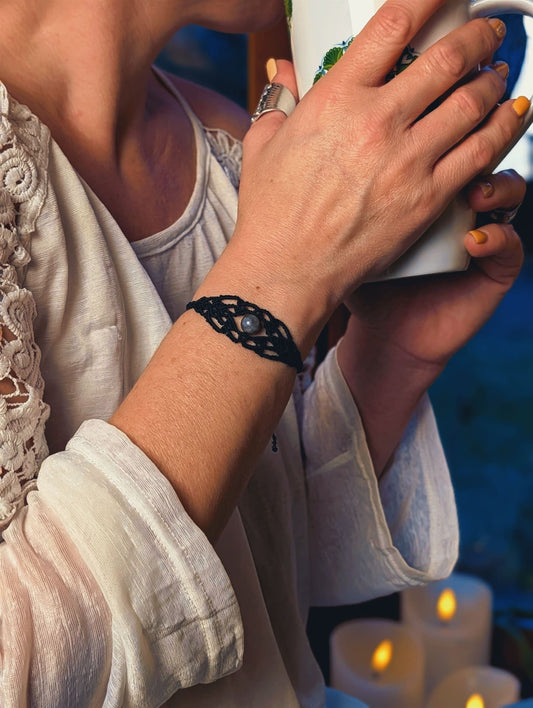 Bracelet " Genysa" - Labradorite - Noir