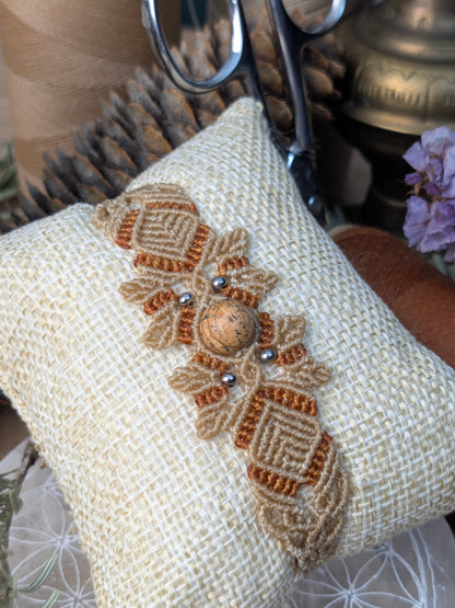 Bracelet printanier - Jaspe paysage - Crème/Ocre