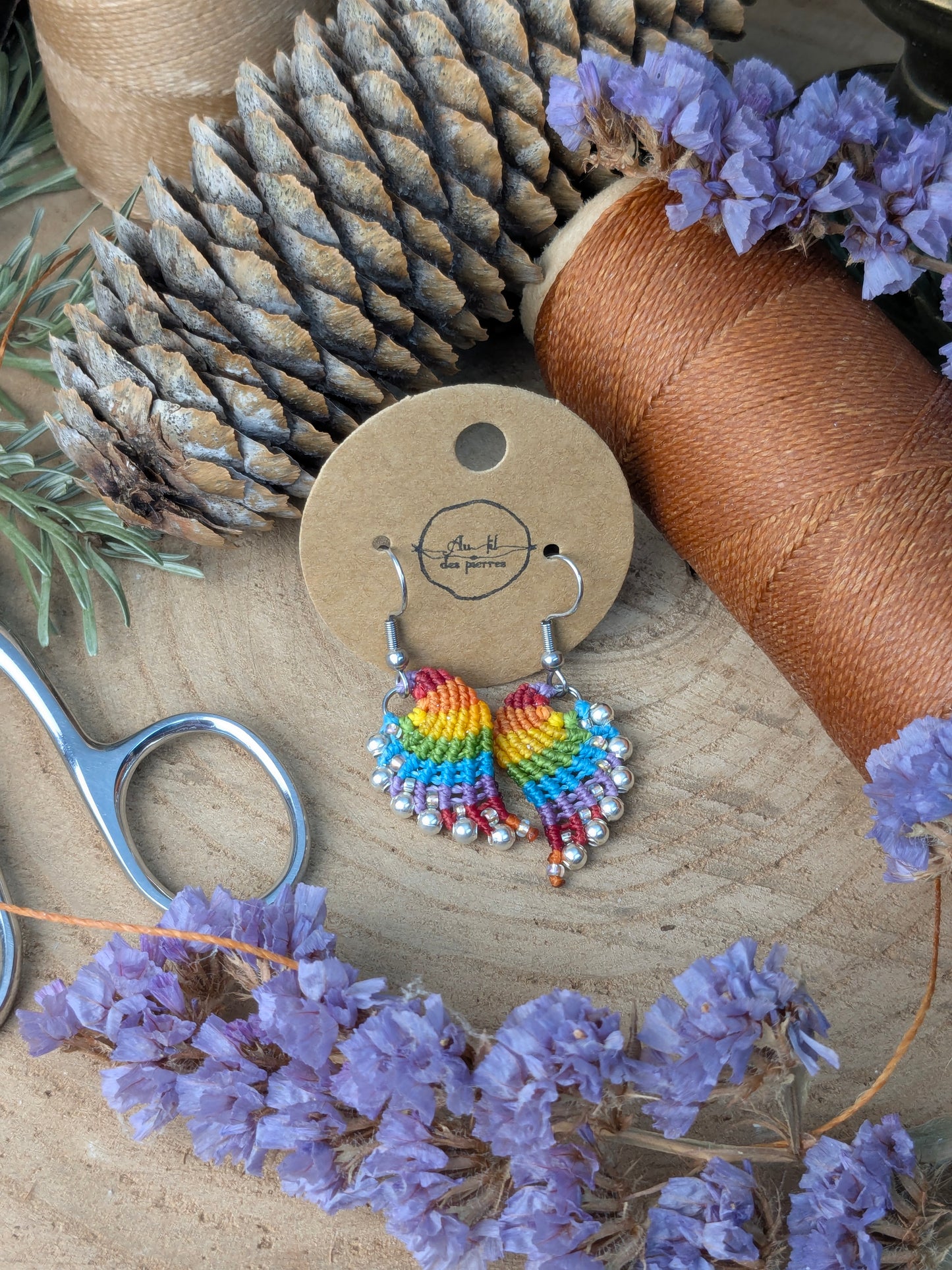 Boucles d'oreilles ailes d'ange - Arc en ciel